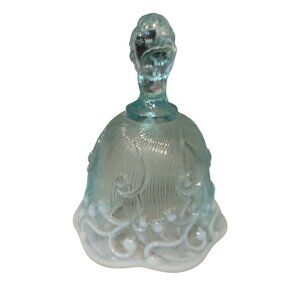 Fenton Art Glass Bell Blue Opalescent Lily of the Valley #8265 1990s Vintage
